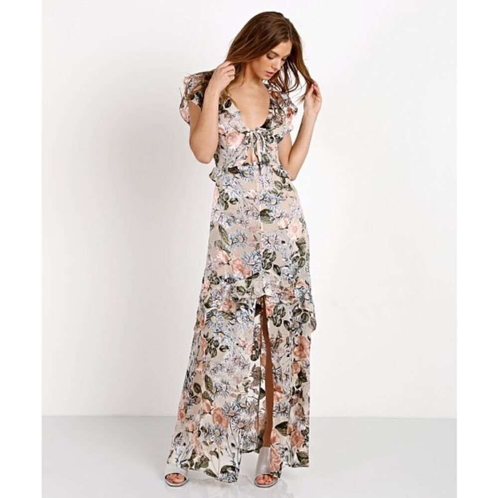 For Love & Lemons Luciana Maxi Dress Ivory Floral S